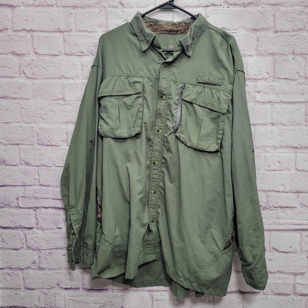 Habit Green Vented Fishing Shirt Mens 2XL Hiking Gorpcore Tech Utility Outdoors